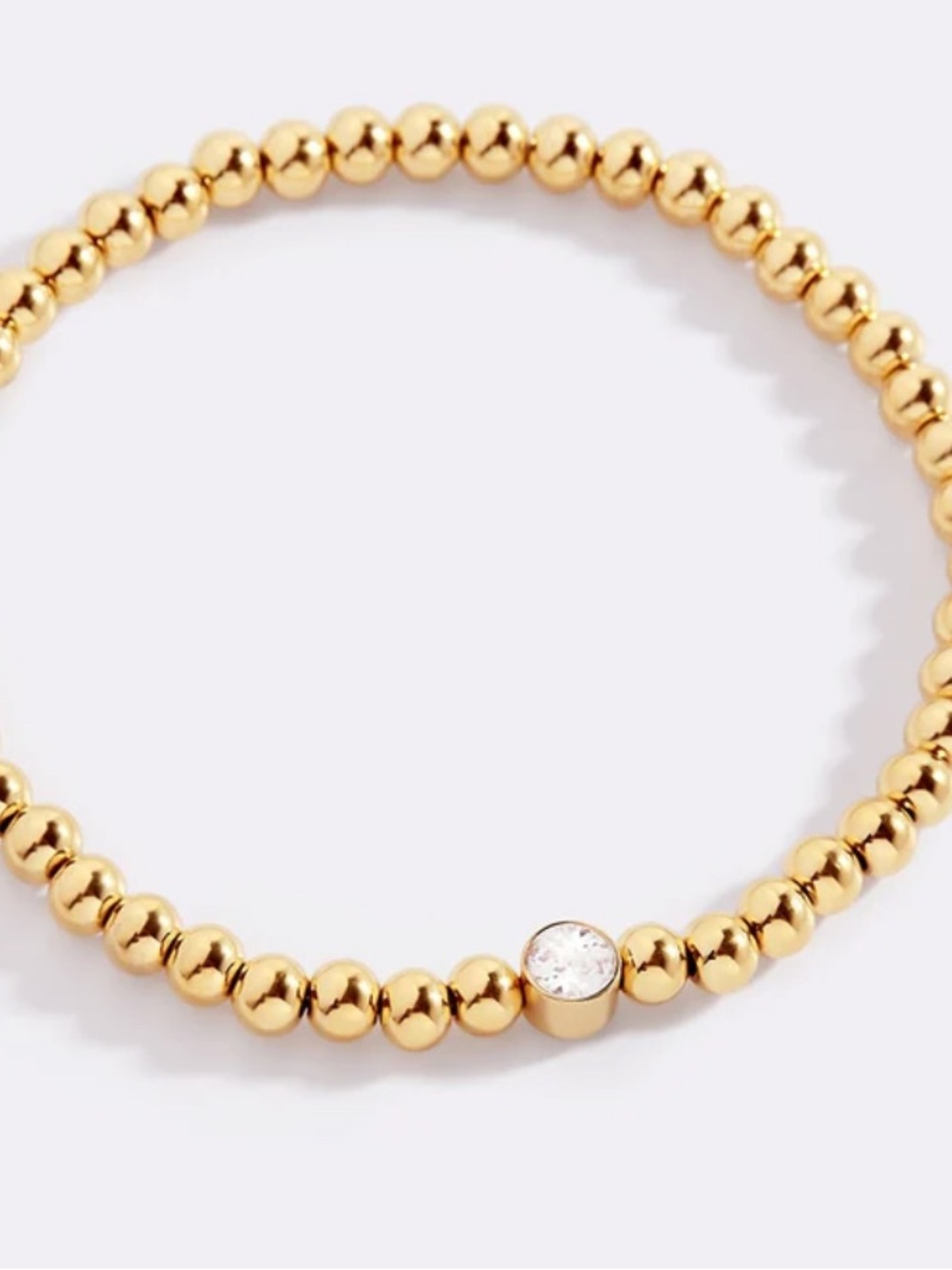 Mint&Lilly! Gold Beaded Bracelet with Clear Stone Accent